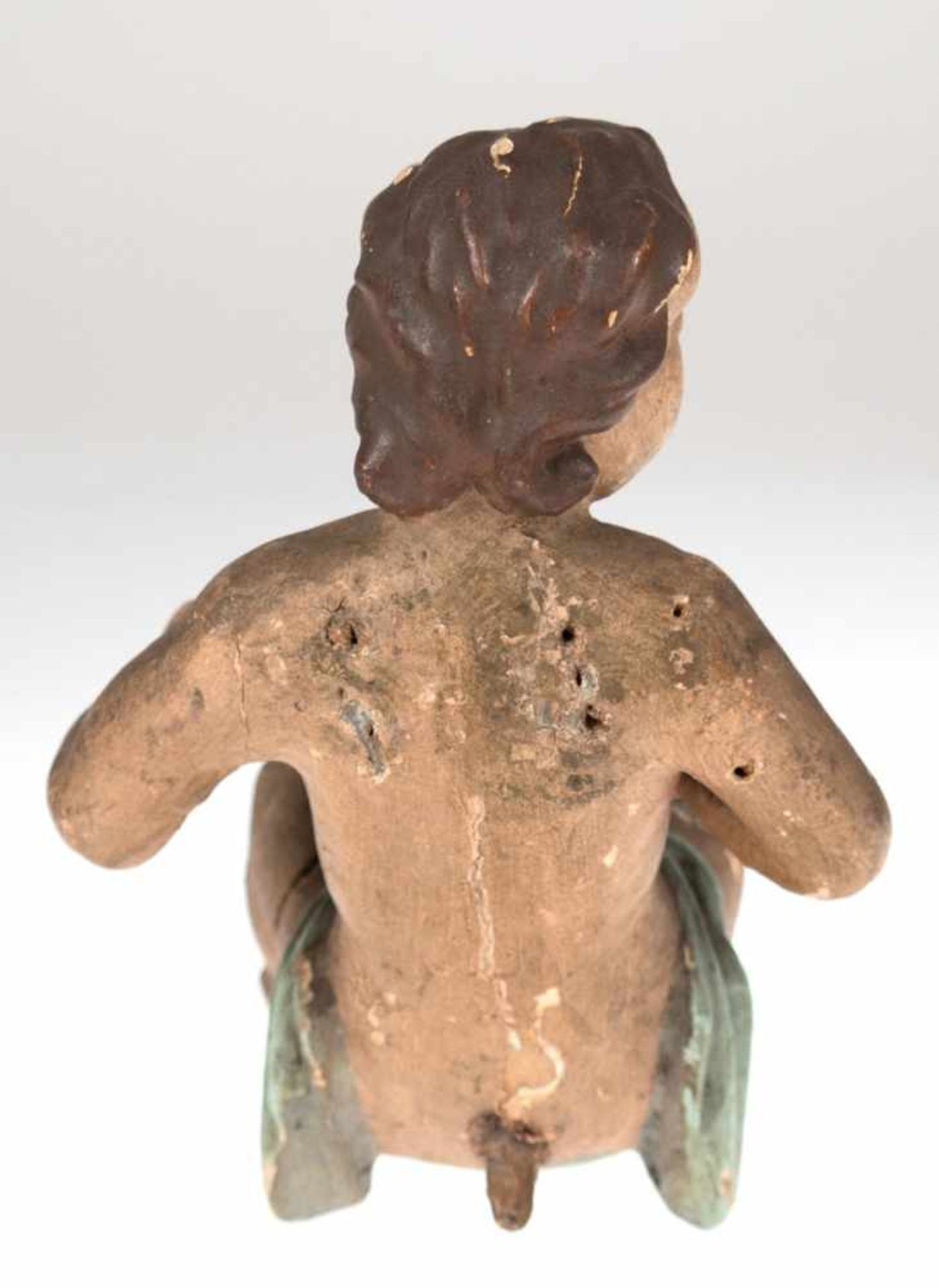 Barock-Figur "Engel", 18. Jh., Holz, Beine angesetzt, H. 21 cm - Image 2 of 2