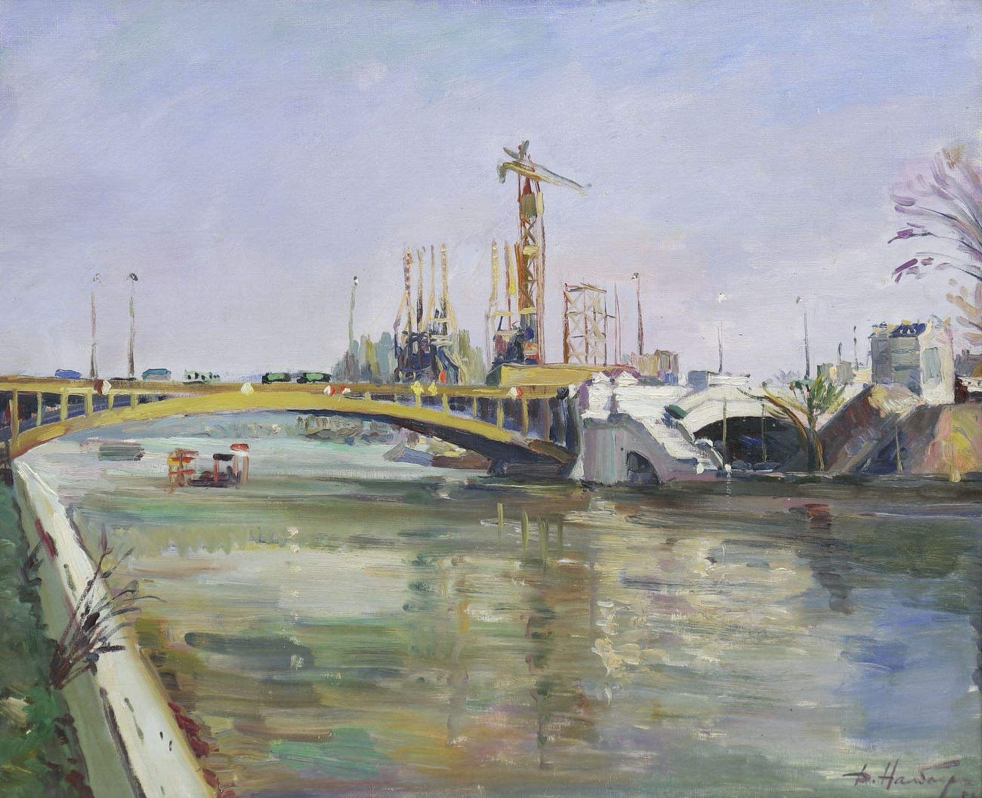 Nalbandjan, Dimitrij (1906 Tiflis-1993 Moskau) "Paris - Blick auf die Seine", Öl/Lw./Mp.,sign. u. - Bild 2 aus 4