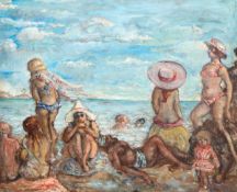 Kogan, Rakhil Veniaminovna (1912-1975) "Am Strand" 50er Jahre, Öl/Mp., rücks. sign. u.bez., 54x64