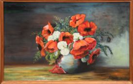 Speckmann, R. "Klatschmohn in Vase", Öl/Hf., sign. u.r., 47x70 cm, Rahmen