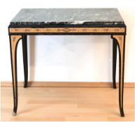 Tisch, farbig gefaßt und floral bemalt, Marmorplatte, 69x78x49 cm