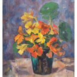 "Blumenstilleben mit Frühlingsstrauß in Vase", Öl/Hf., unsign., 35,5x29 cm, Rahmen