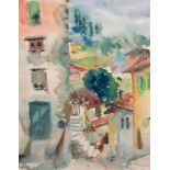 "San Remo", Aquarell/Papier, undeutl. sign. u.r. und dat. April 1961, 47x34 cm, imPassepartout