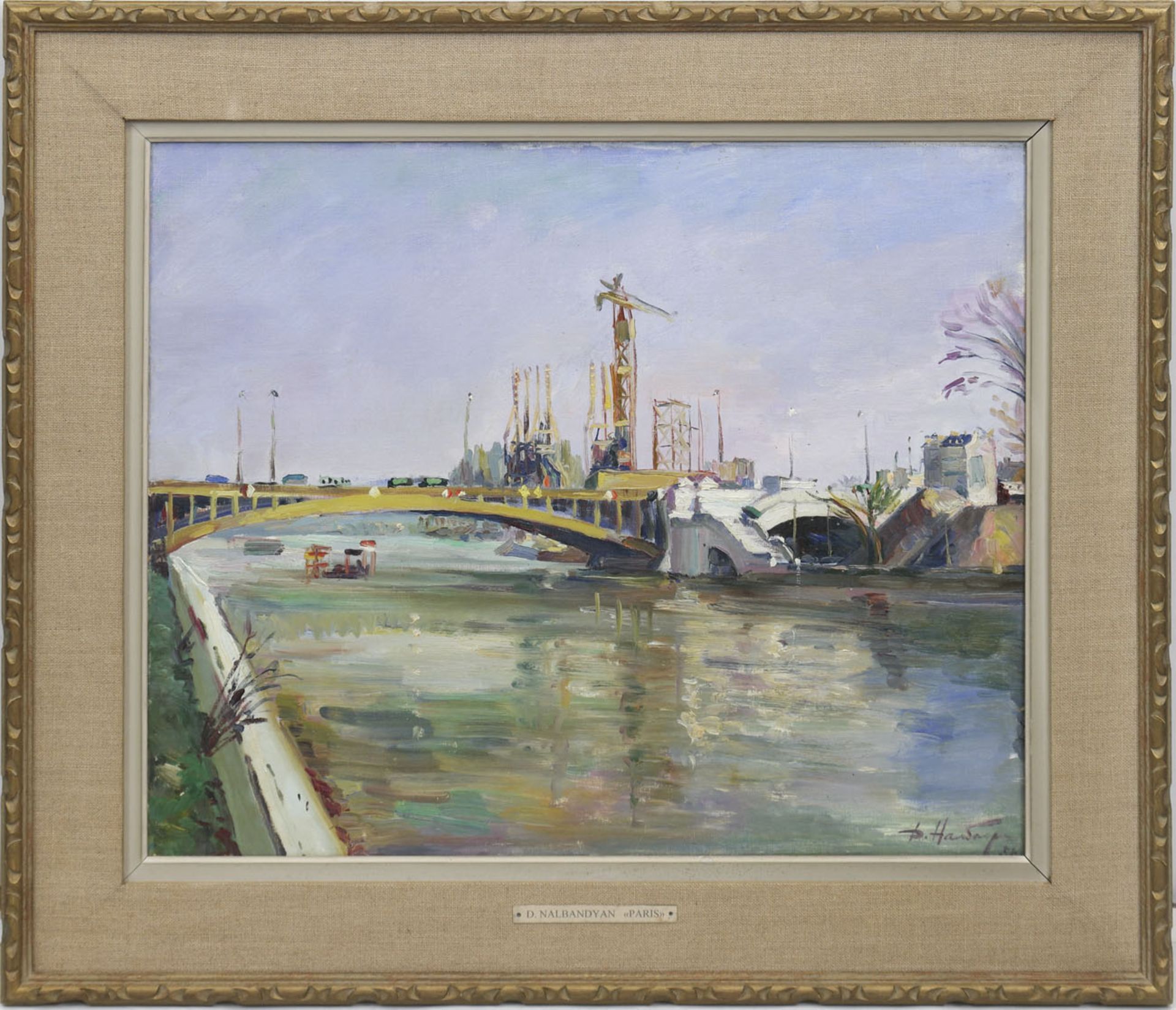 Nalbandjan, Dimitrij (1906 Tiflis-1993 Moskau) "Paris - Blick auf die Seine", Öl/Lw./Mp.,sign. u.