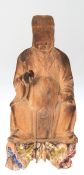 Buddha, Holz, geschnitzt, Gebrauchspuren, H. 23 cm