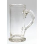 Bierkrug, 19. Jh., farbloses Glas mit Abriß, Vol. 0,4 l, H. 17 cm