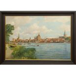 Blankenburg, Richard (1891 Frankfurt/Oder-1955 Rostock) "Rostock - Blick vom GehlsdorferUfer", Öl/