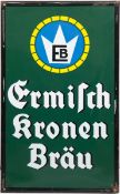 Emaille-Schild "Ermisch Kronen Bräu", Werbeschild der Brauerei Bruno Ermisch Leipzig,Gebrauchspuren,