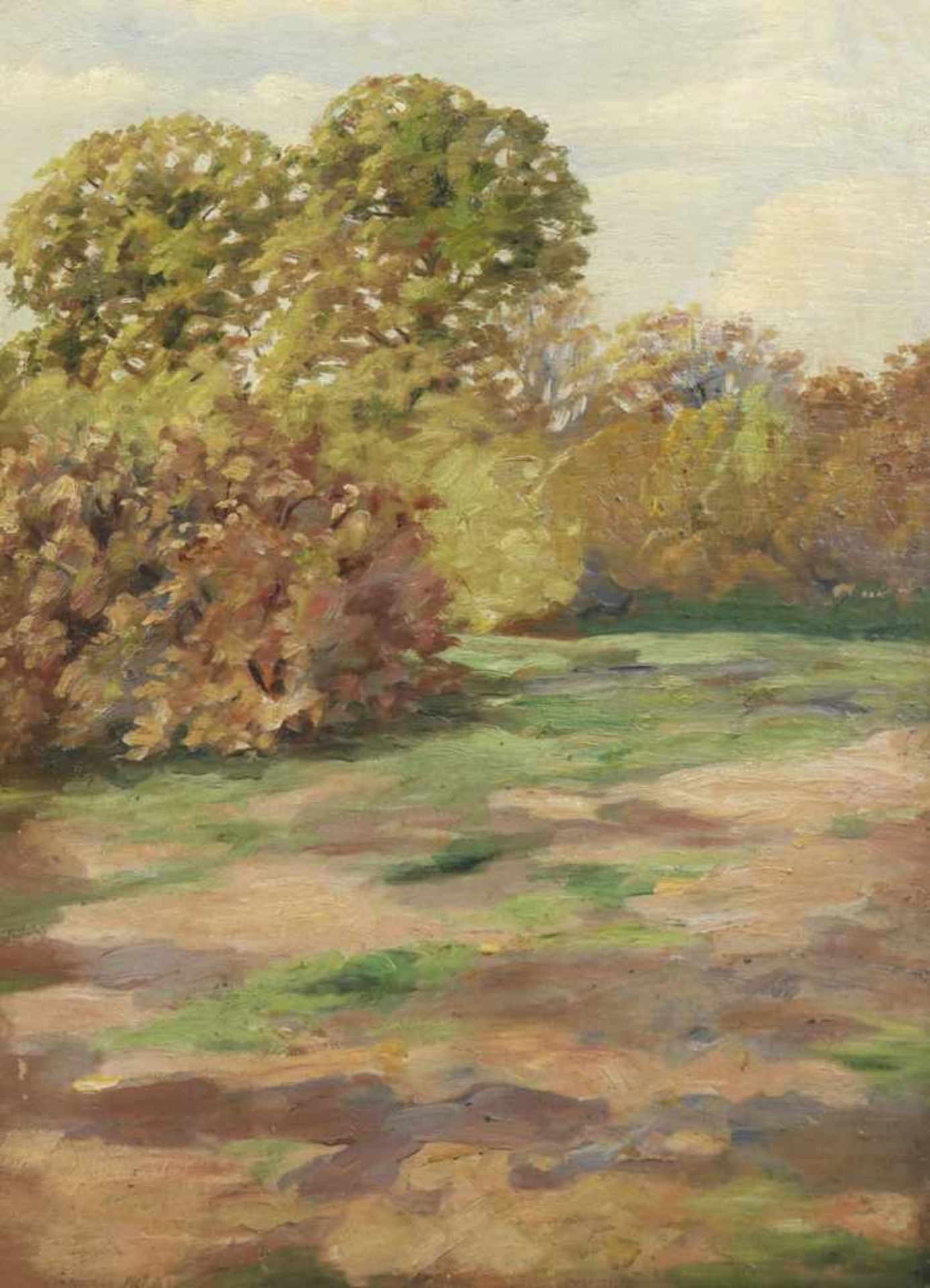 Herbst, Thomas Ludwig (1848 Hamburg-1915 ebenda) "Landschaft mit Büschen und Bäumen",Öl/Mp., - Bild 2 aus 2