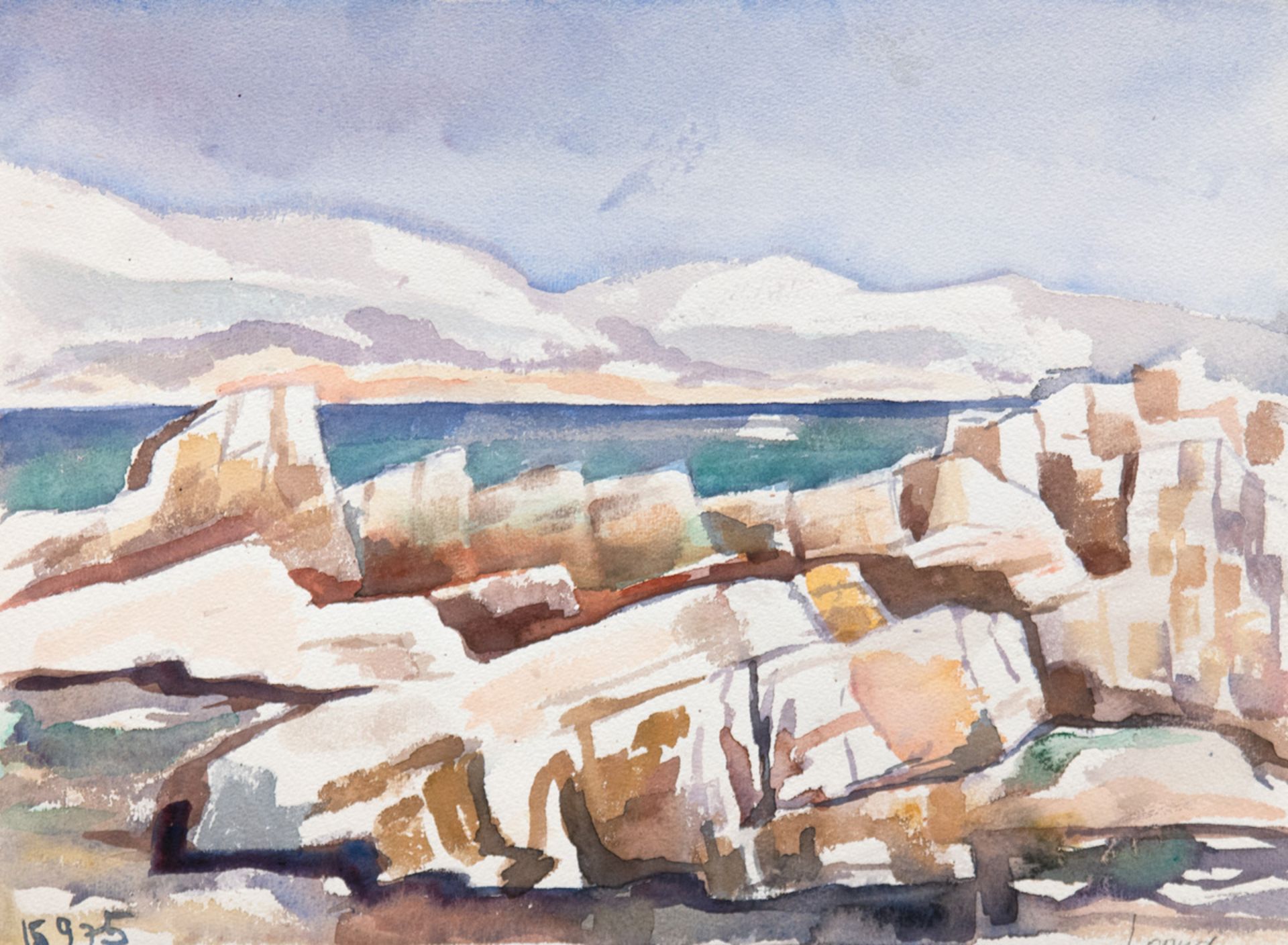 Behle, Alfred (1935-1997) "Felsenküste-Lopud", Aquarell, rückseitig Inventarnummer,30x37,5 cm