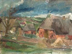 Landschaftmaler um 1930 "Darßer Reetdachkaten", Öl/Lw., unsign., 47x56 cm, Rahmen