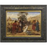 Leloir, Jean-Baptiste Auguste (1809 Paris-1892 ebenda) "Ernteszene in Ägypten", Öl/Holz,unsign.,