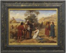 Leloir, Jean-Baptiste Auguste (1809 Paris-1892 ebenda) "Ernteszene in Ägypten", Öl/Holz,unsign.,