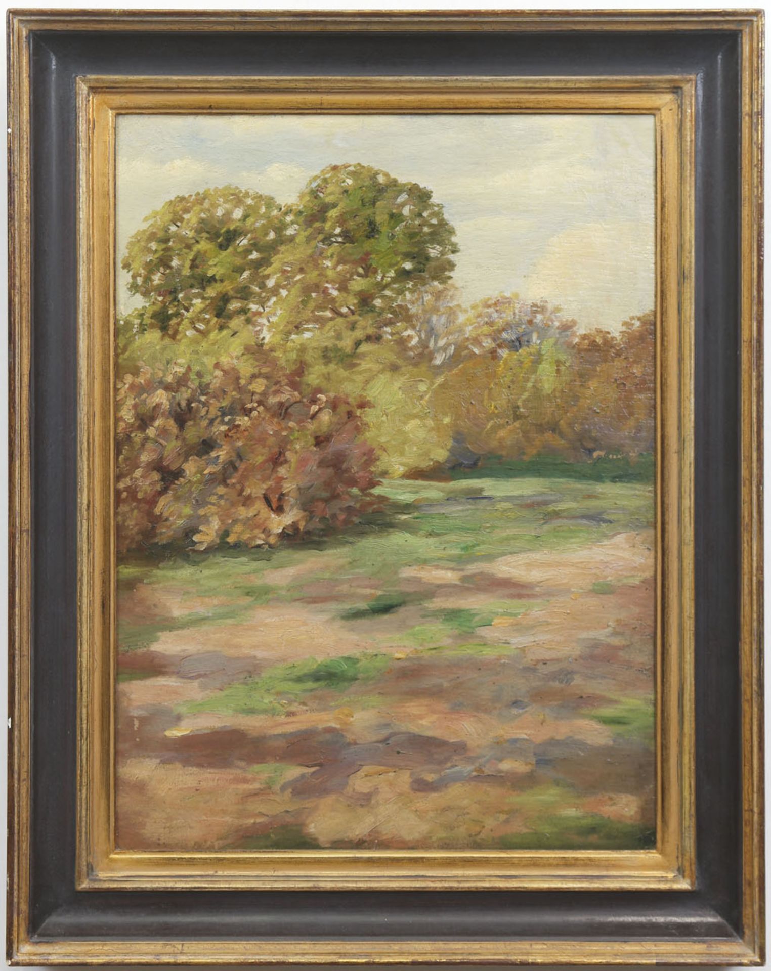 Herbst, Thomas Ludwig (1848 Hamburg-1915 ebenda) "Landschaft mit Büschen und Bäumen",Öl/Mp.,