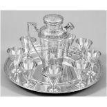 Cocktail-Service, Sterling-Silber, 1939, 10-teilig dabei Mixkanne, 8 Cocktailbecher undTablett,