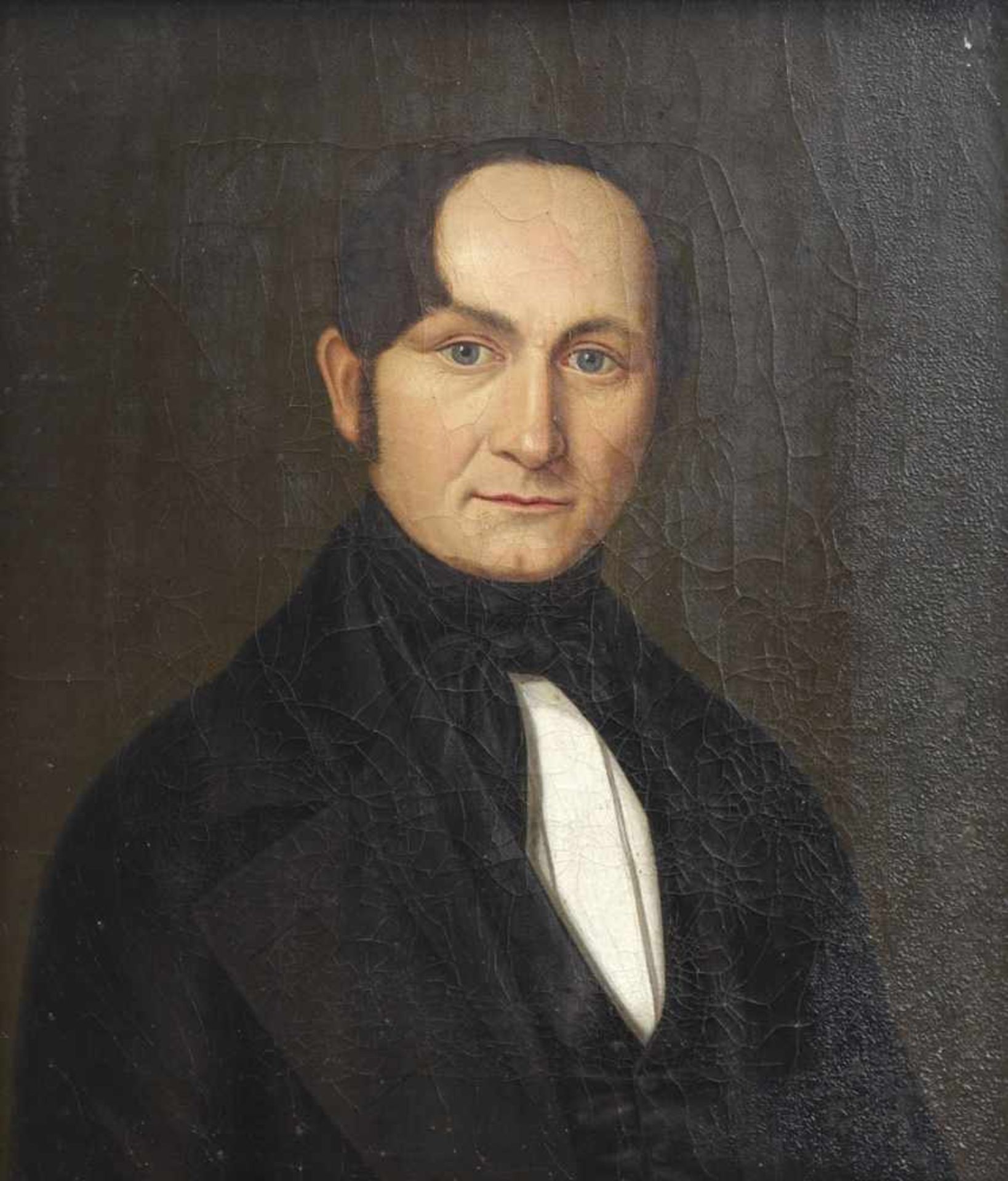 Biedermeier-Porträtmaler "Porträt eines Mannes", ÖL/Lw., unsign., 29x25 cm, Rahmen - Bild 2 aus 2