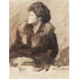 Sokolow-Skalja, Pavel (1899-1961) "Porträt einer Dame", Aquarell, sign. u.r., 37x27 cm,rückseitig "