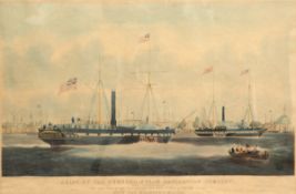 "Ships of the General Steam Navigation Company" kolorierter Druck um 1850 nach W.J.Huggins, 40x60