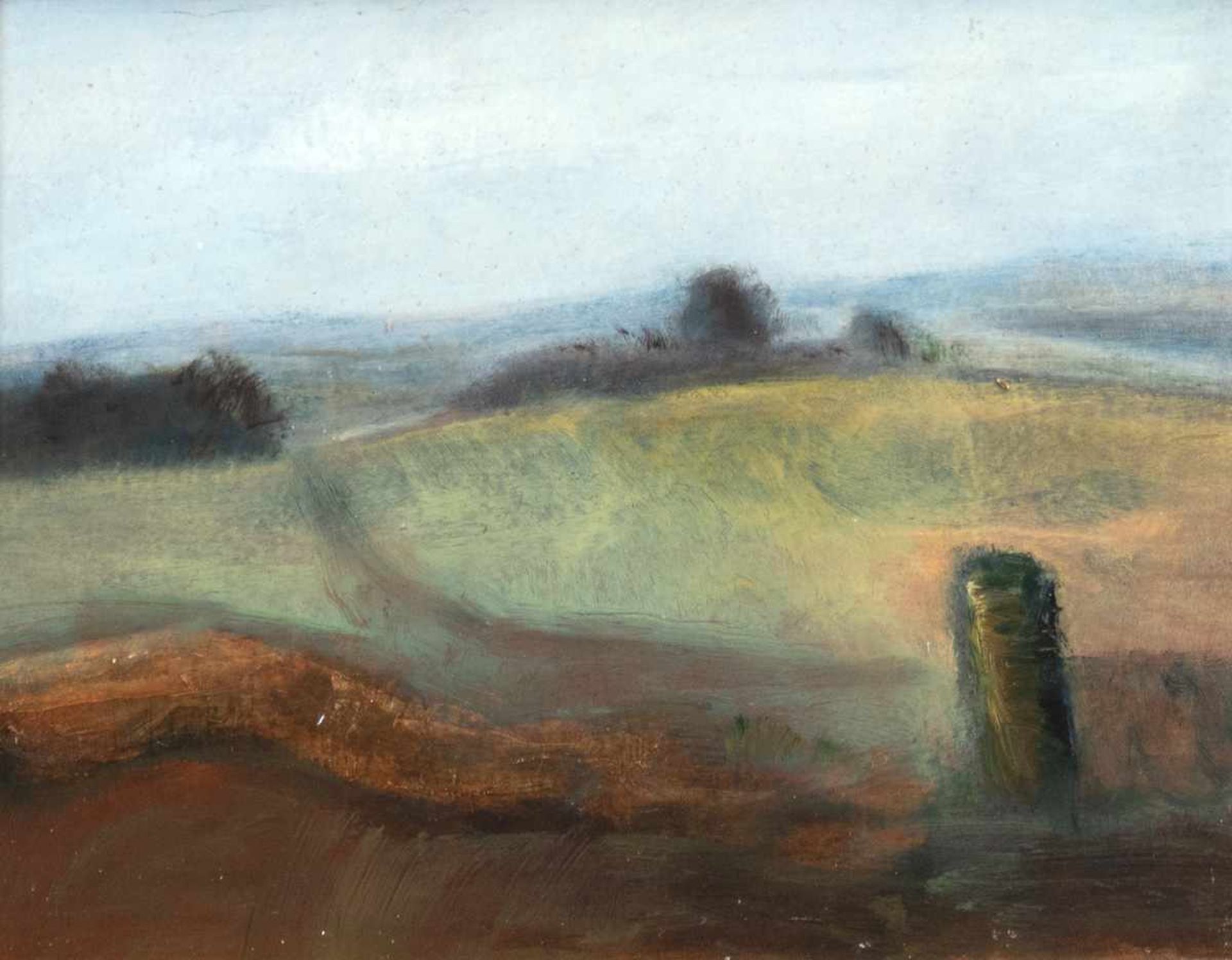 Rudolf, Adam (1889-1967) "Rügenlandschaft", Öl/Hartfaser, rückseitig, bez. und dat. 1999,24x28 cm, - Bild 2 aus 2