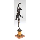 Figur "Merkur mit einem Bein auf dem Wind Zephir schwebend", Bronze, dunkelbraunpatiniert, nach