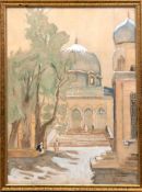 Hoffmann, G. "Personen vor der Moschee", Aquarell/Papier, sign. und dat. 1935 u.r., 28x21 cm,