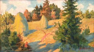 Nevelsthein, Samouil Griegorivich (1903-1983) "Goldener Herbst", Öl/Lw., sign. u.r., 20,5x35,5 cm,
