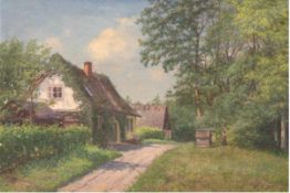 Ahl, C.F. "Bauerngehöft am Waldrand", Öl/Lw., sign. u.r., und dat. 1916, 47x65 cm, Rahmen