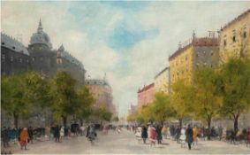Berkes, Antal (1874 Budapest-1938 ebenda) "Sommerlicher Prachtboulevard in Budapest mit reicher