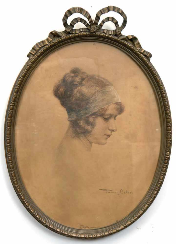 Fenner-Behmer, Hermann (1866-1913) "Porträt einer Dame", Zeichnung, sign. u.r., im unteren Bereich