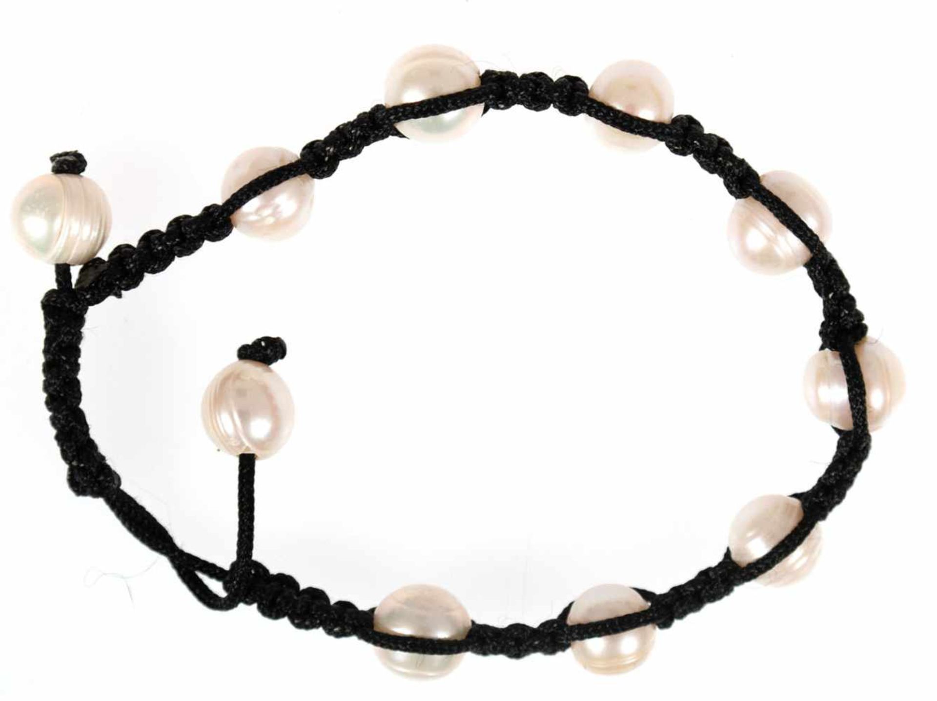 Shambala-Armband, 10 echte Perlen, in geflochtenem Textilband