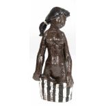 Figur "Akt einer jungen Frau", vollplastisch, dunkel patiniert, unterseitig monogr. "CH", H. 34 cm