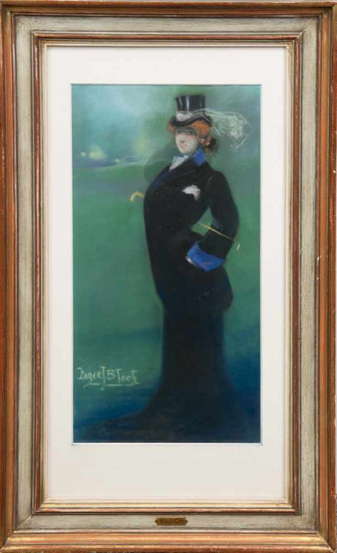 Bloch, Marcel (1882 Paris-1966 Paris) "Vornehme Dame", Pastell, sign. u.l., 50x25 cm, hinter Glas - Image 2 of 4
