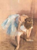 "Ballerina", Pastell, unsign., 48x34,5 cm, im Passepartout hinter Glas und Rahmen