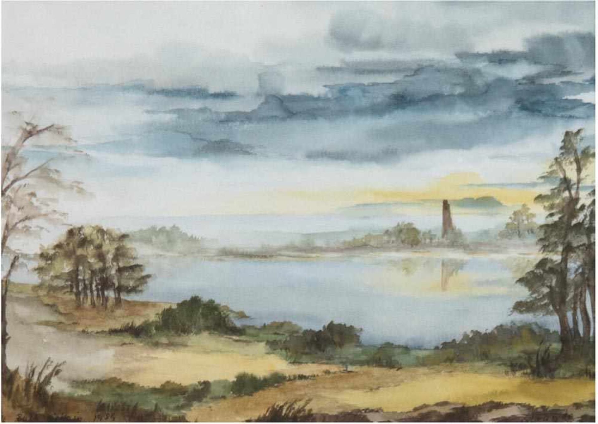 Schein, Ruth (Nienburger Malerin des 20./21. Jh.) "Seenlandschaft", Aquarell, signiert und datiert