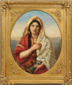 Orientmaler des 19. Jh. "Bildnis eines orientalischen Mädchens", Öl/Lw., doubl., 61x51 cm, Rahmen