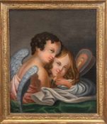 Maler um 1800 "Amor und Psyche", Öl/Lw., unsign., rückseitig dat. 1803, 42x35 cm, Rahmen