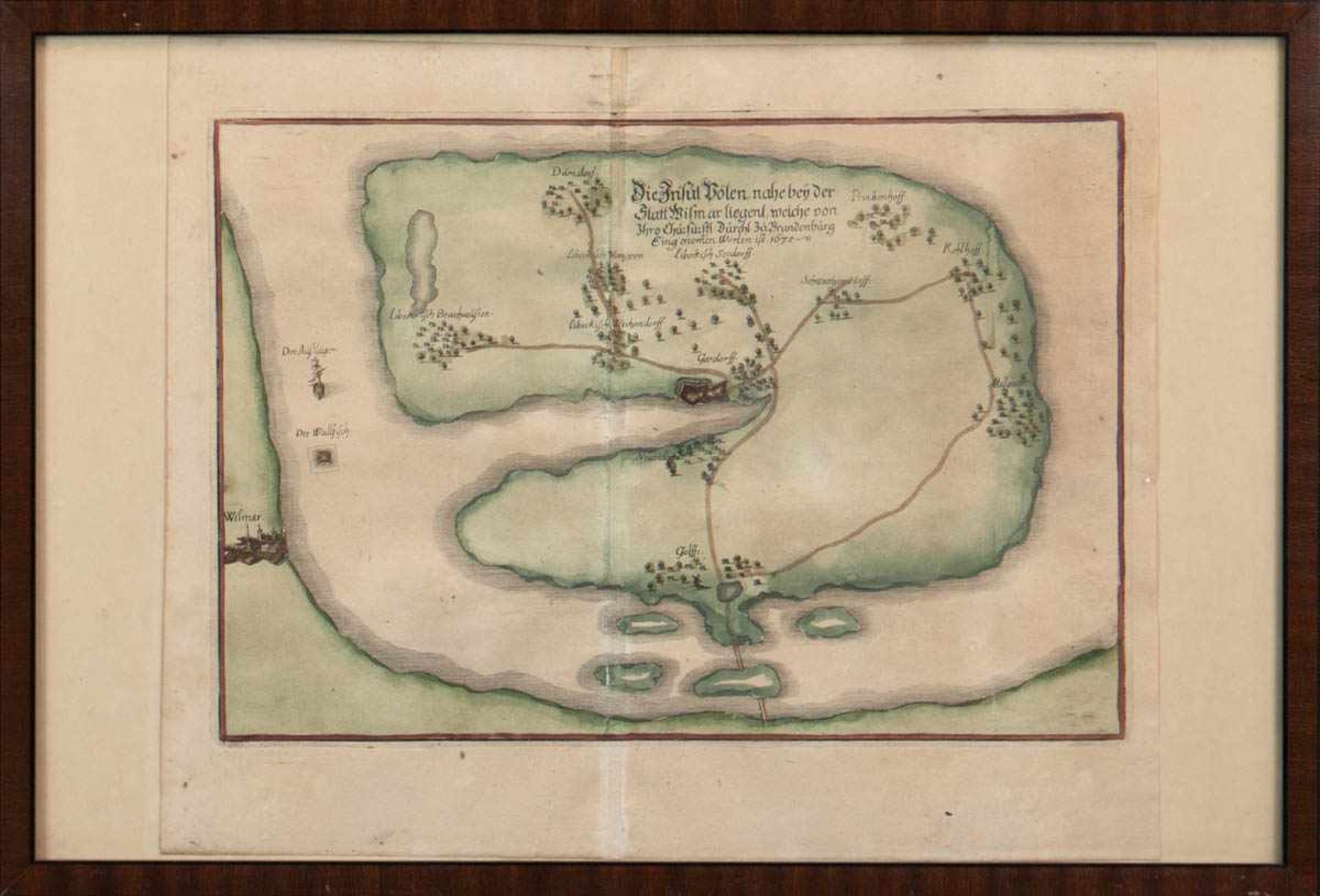 Landkarte "Insel Poel - Die Insul Pölen nahe bey der Statt Wismar liegent, welche von Ihro