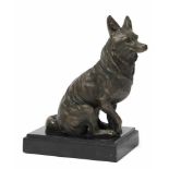 Bronze-Figur "Sitzender Fuchs", Nachguß 20. Jh., signiert "Wick", braun patiniert, Gießermarke "J.