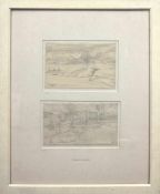 Vogeler, Heinrich (1872 Bremen-1942 Kasachstan) "Kamenucha" und "Weidende Rinder", 2 Zeichnungen