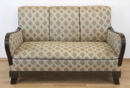 Sofa, um 1930, Zweisitzer, Eiche, rundum gepolstert, floral gemusterter Stoffbezug, Sitz mit Sofa,