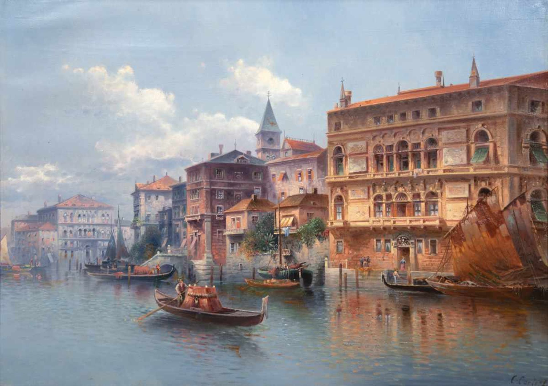 Carlo, C. (alias Karl Kaufmann (1843 Neuplachowitz-1901 Wien) "Ansicht von Venedig", Öl/Lw., sign.