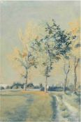 Lorenz, M. "Birken am Wegrand", Aquarell, sign. u.l., 45,5x30,5 cm, im Passepartout hinter Glas,