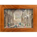 Guckkastenbild "Ansicht der St. Maria Kirche zu Paris", kolorierter Kupferstich, rückseitig bez.,