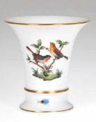 Herend-Vase, Rothschild, polychrome Vogel- und Schmetterlingmalerei, Goldrand, H. 10 cm