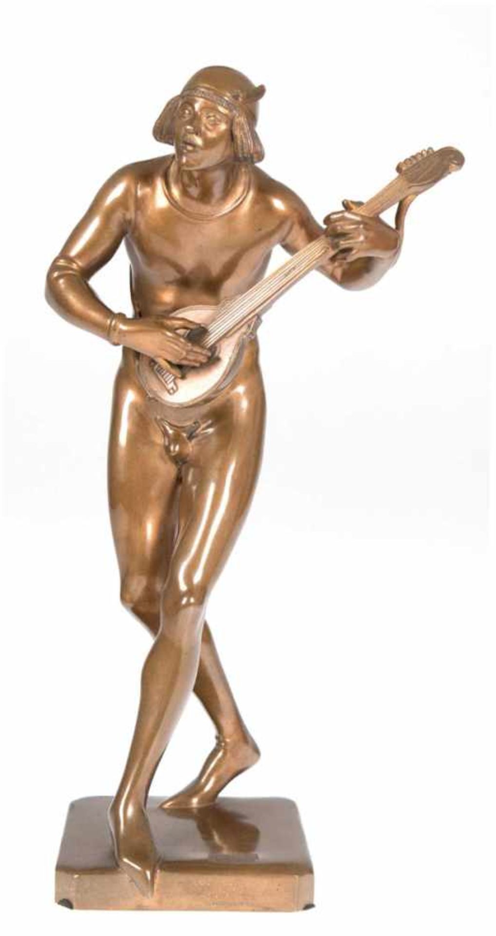 Bernauer, Franz (1861 München-1916 ebenda) Bronze-Figur "Junger Minnesänger mit Laute", sign.,