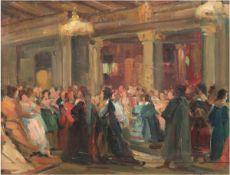 Wiederhold, Carl Heinz (1865 Hannover-1961 Bückeburg) "Festliche Gesellschaft im Foyer des