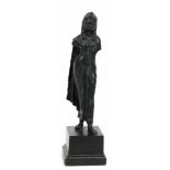 Figur "Ägypterin mit Geierhaube", Weißmetallguß, dunkel patiniert, unsign., H. 33,5 cm