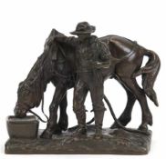 Hingre, Louis Theophile (1832 Ecouen-1911 Departememt Val-d O'ise Frankreich) "Bauer mit Pferd an