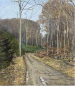 Blumensaadt, Aage Trolle (1889-1939) "Waldweg im Spätherbst", Öl/Lw., signiert u.r., 65x55 cm,