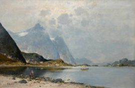 Rohn, Hans (1868 Wien-1955 ebenda) "Berglandschaft mit See", Öl/Lw., sign. u.l., 57x80 cm, Rahmen